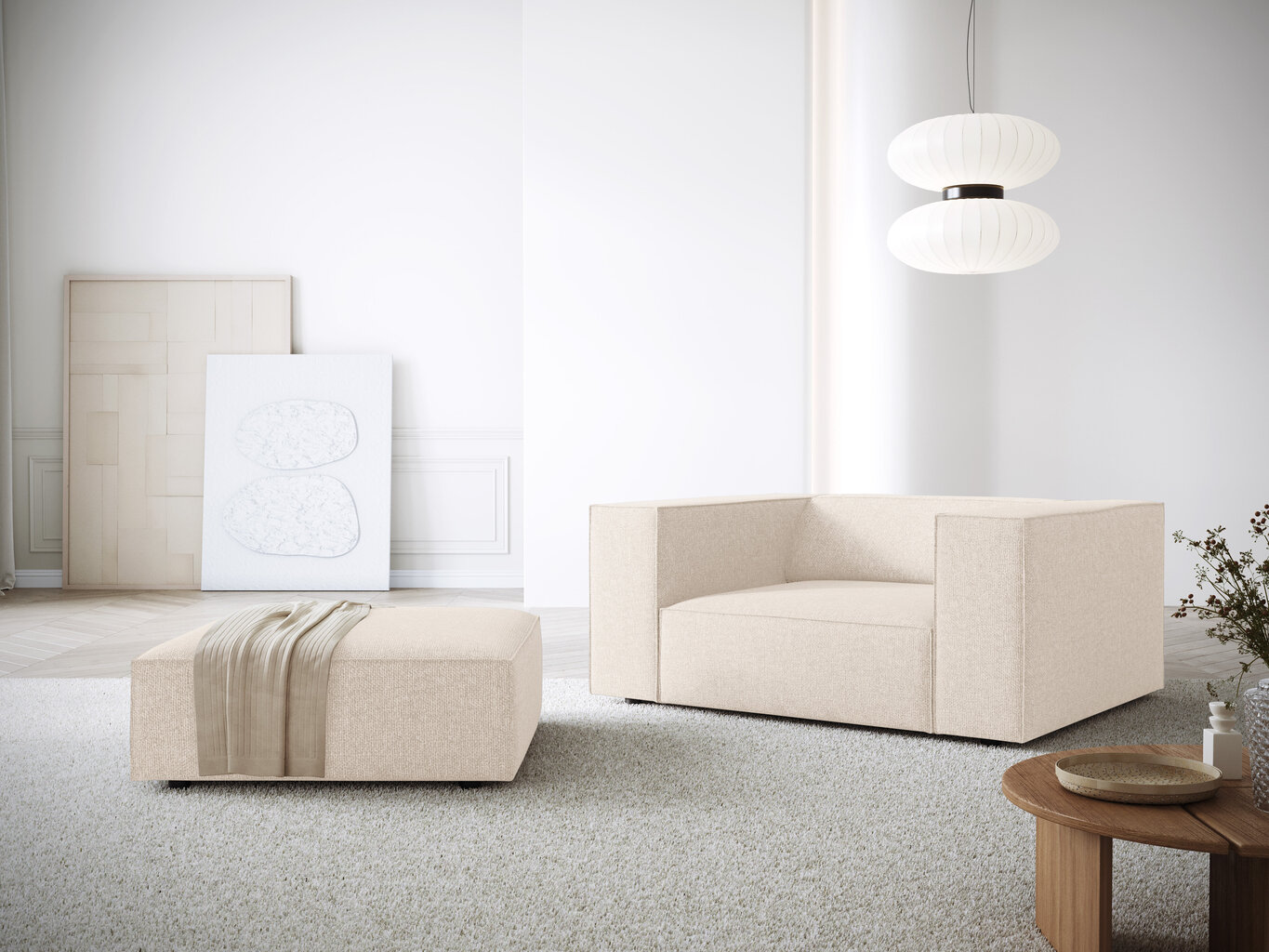 Pouf Cosmopolitan Design Arendal, beige hinta ja tiedot | Säkkituolit, rahit ja penkit | hobbyhall.fi