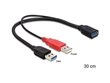 Delock USB 3.0 AMx2->AF 30cm hinta ja tiedot | Kaapelit ja adapterit | hobbyhall.fi