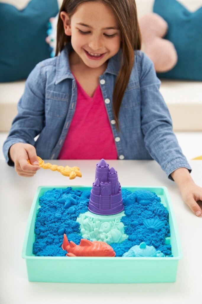 Spin Master Kinetic Sand Sandbox setti Sininen hinta ja tiedot | Kehittävät lelut | hobbyhall.fi