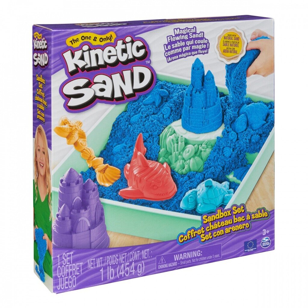 Spin Master Kinetic Sand Sandbox setti Sininen hinta ja tiedot | Kehittävät lelut | hobbyhall.fi