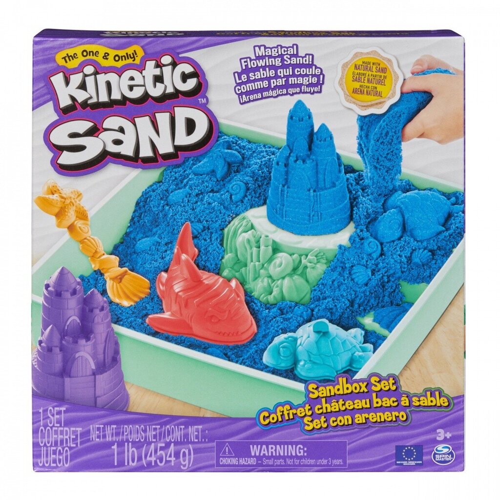 Spin Master Kinetic Sand Sandbox setti Sininen hinta ja tiedot | Kehittävät lelut | hobbyhall.fi