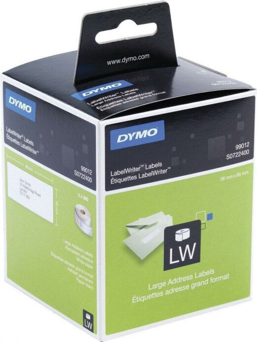 Dymo-tarrarulla Dymo 99012 LabelWriter™ 36 x 89 mm valkoinen musta (6 kpl) hinta ja tiedot | Tulostustarvikkeet | hobbyhall.fi