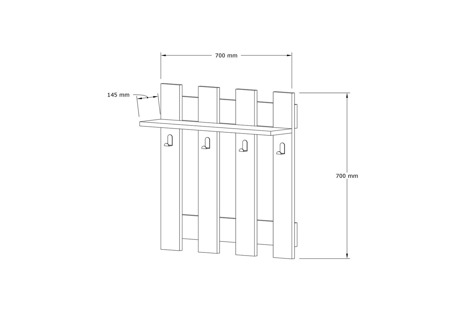 Teline, Asir, 70x70x18 cm, beige hinta ja tiedot | Naulakot | hobbyhall.fi