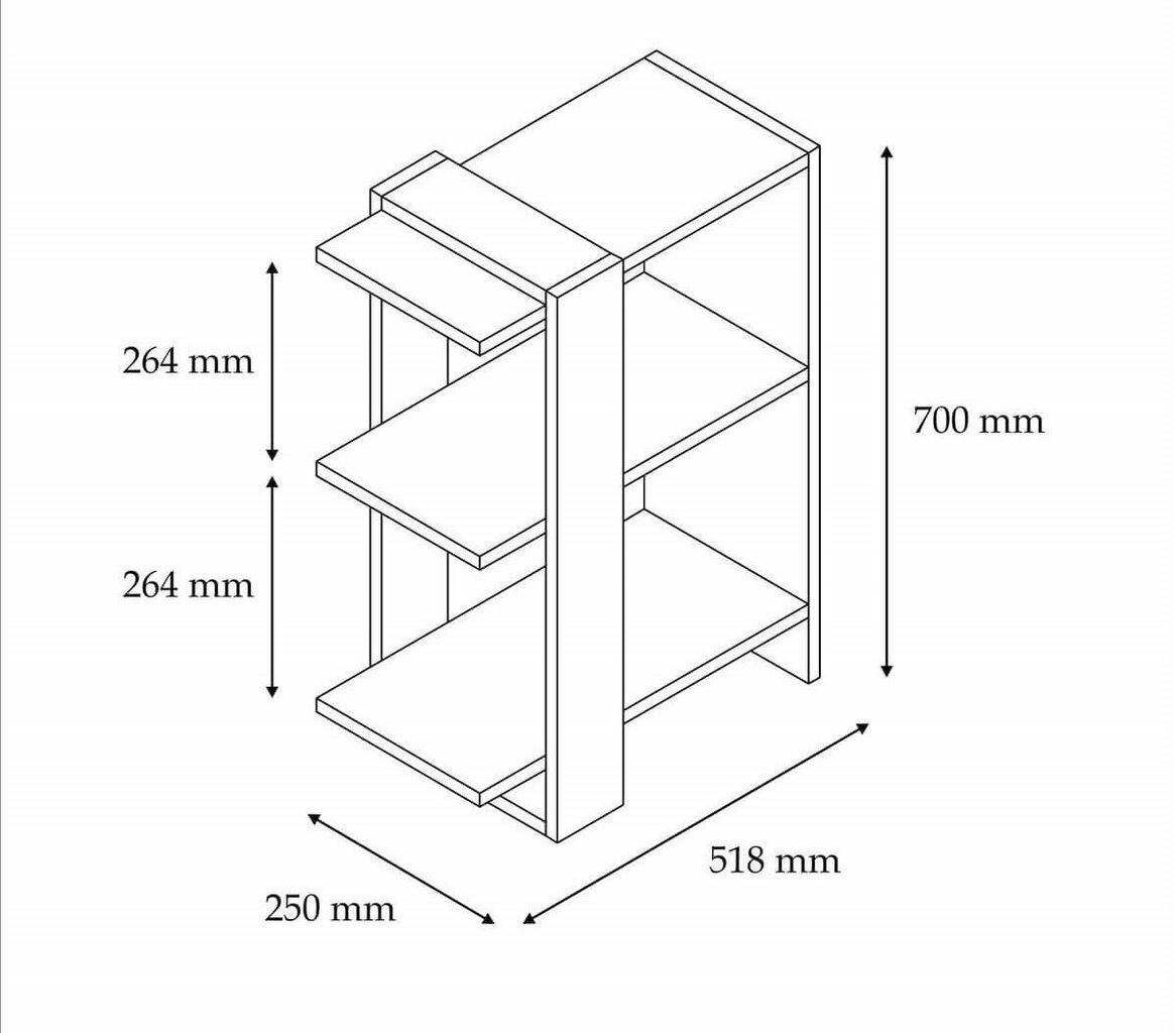 Hylly, Asir, 51,8x70x25 cm, harmaa/ruskea hinta ja tiedot | Hyllyt | hobbyhall.fi