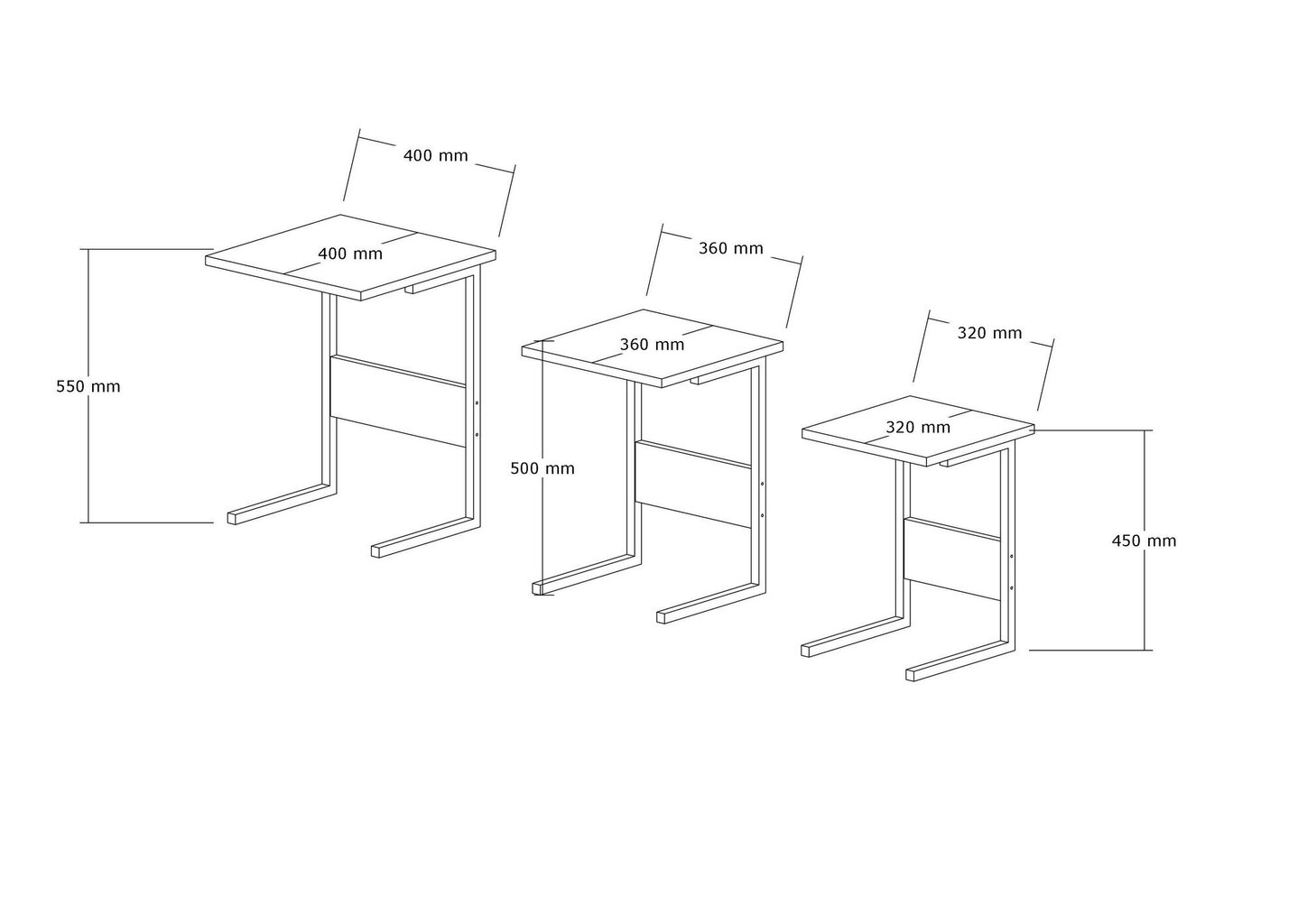 3-osainen pöytäsetti, Asir, musta/vaaleanruskea hinta ja tiedot | Sohvapöydät | hobbyhall.fi