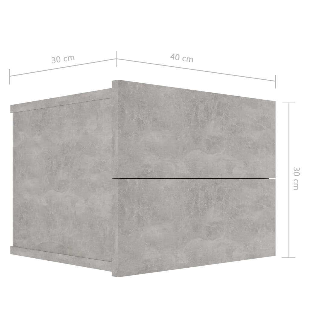 vidaXL Yöpöydät 2kpl betoninharmaa 40x30x30 cm lastulevy hinta ja tiedot | Yöpöydät | hobbyhall.fi