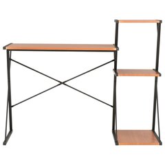 vidaXL Työpöytä hyllyllä musta ja ruskea 116x50x93 cm hinta ja tiedot | Tietokonepöydät ja työpöydät | hobbyhall.fi