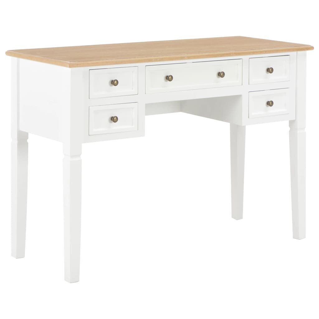 vidaXL Kirjoituspöytä valkoinen 109,5x45x77,5 cm puinen hinta ja tiedot | Tietokonepöydät ja työpöydät | hobbyhall.fi