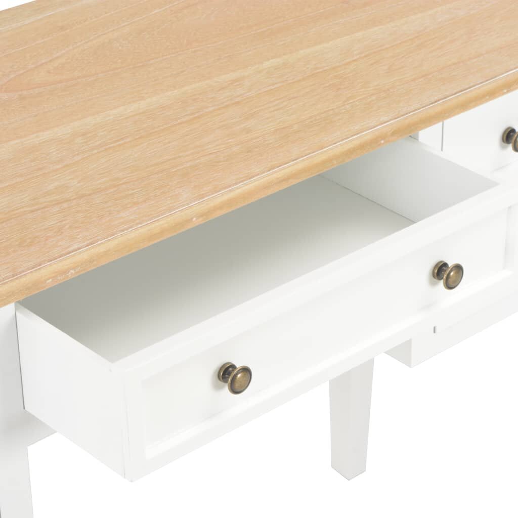 vidaXL Kirjoituspöytä valkoinen 109,5x45x77,5 cm puinen hinta ja tiedot | Tietokonepöydät ja työpöydät | hobbyhall.fi