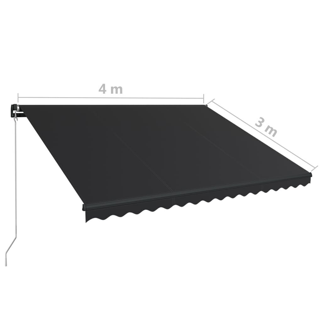 vidaXL Manuaalisesti sisäänkelattava markiisi 400x300 cm antrasiitti hinta ja tiedot | Aurinkovarjot ja markiisit | hobbyhall.fi