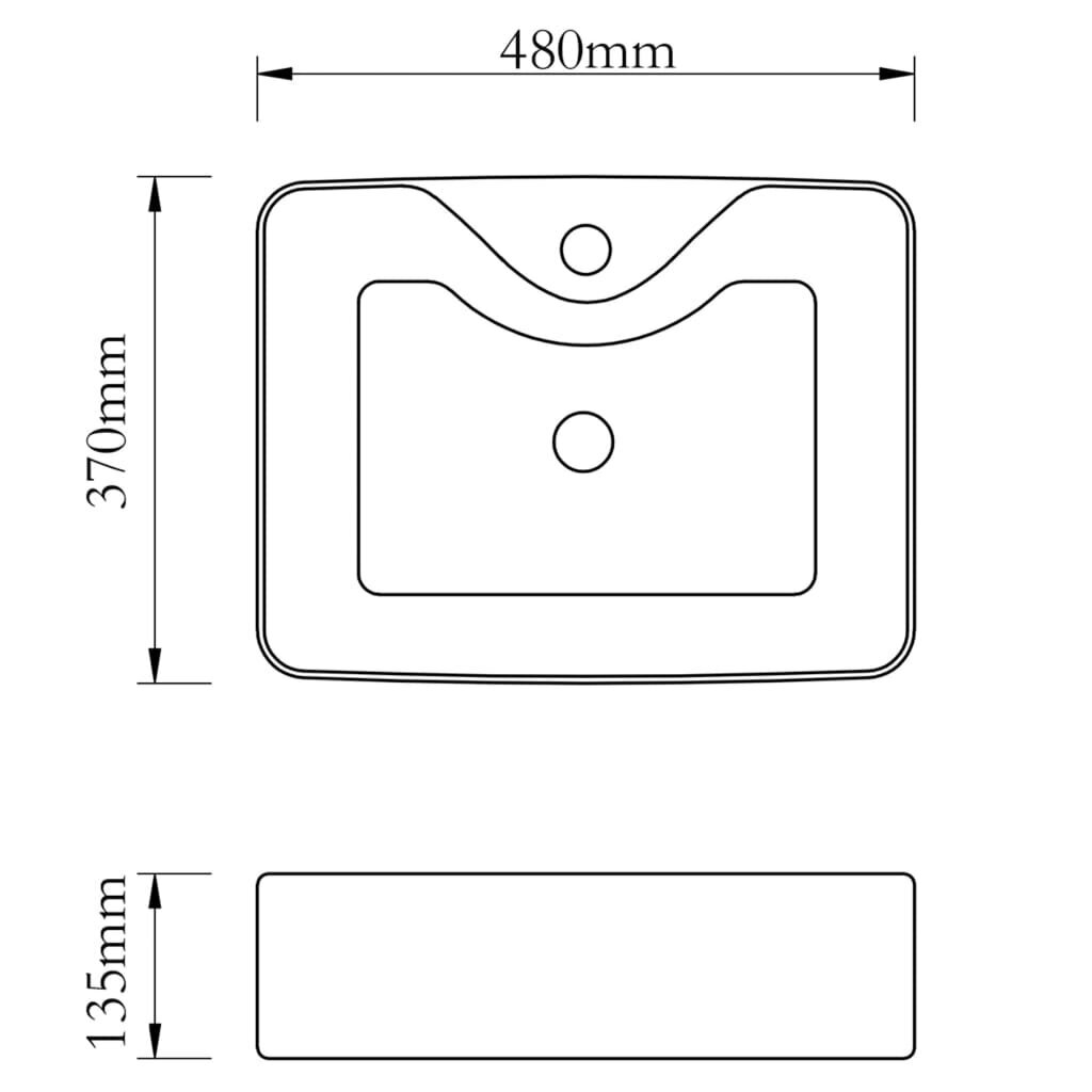 vidaXL Pesuallas hanareiällä 48x37x13,5 cm keraaminen hopea hinta ja tiedot | Pesualtaat | hobbyhall.fi