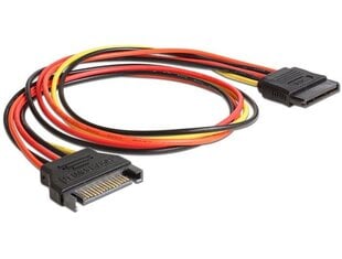 Delock jatkojohto Virta SATA 15 Pin male > SATA 15 Pin female 50 cm hinta ja tiedot | Kaapelit ja adapterit | hobbyhall.fi