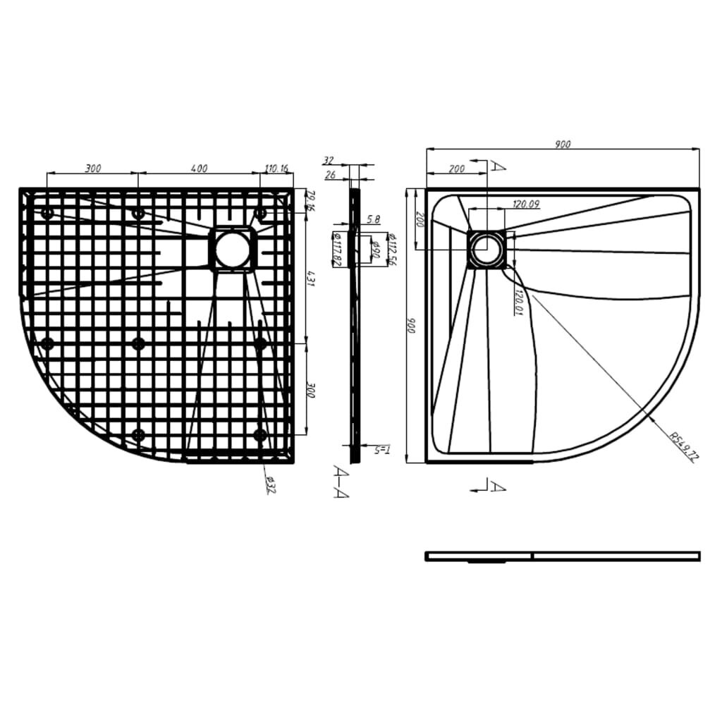 vidaXL Suihkualusta SMC musta 90x90 cm hinta ja tiedot | Suihkualtaat | hobbyhall.fi