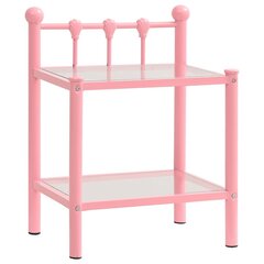 vidaXL Yöpöytä pinkki/läpinäkyvä 45x34,5x60,5 cm metalli ja lasi hinta ja tiedot | Yöpöydät | hobbyhall.fi