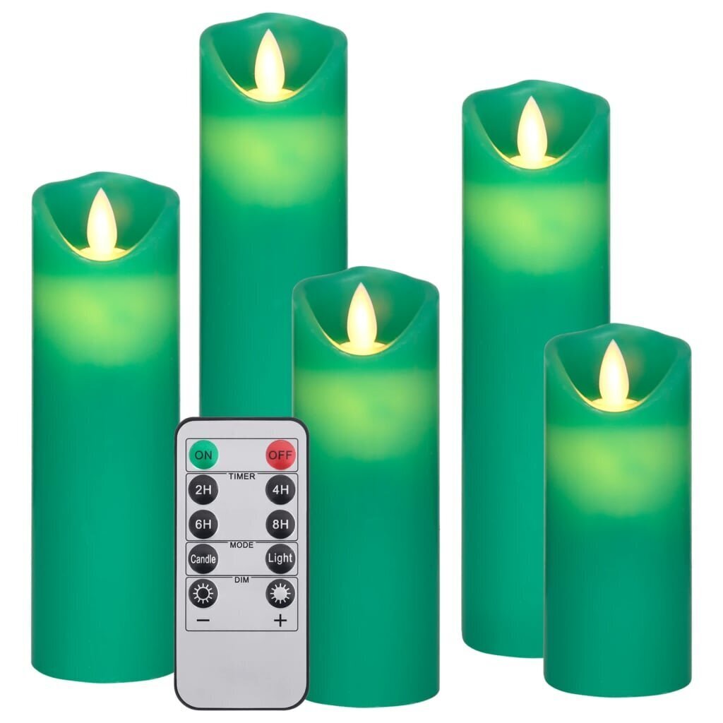 vidaXL 5-osainen LED-sähkökynttiläsarja kaukosäädin lämmin valkoinen hinta ja tiedot | Kynttilät ja kynttilänjalat | hobbyhall.fi