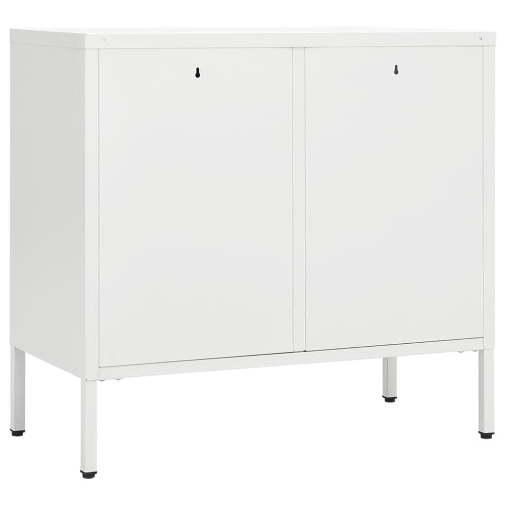 vidaXL Senkki valkoinen 75x35x70 cm teräs ja karkaistu lasi hinta ja tiedot | Olohuoneen kaapit ja lipastot | hobbyhall.fi