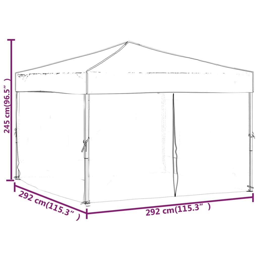 vidaXL Kokoontaittuva juhlateltta sivuseinillä kerma 3x3 m hinta ja tiedot | Puutarhapaviljongit | hobbyhall.fi