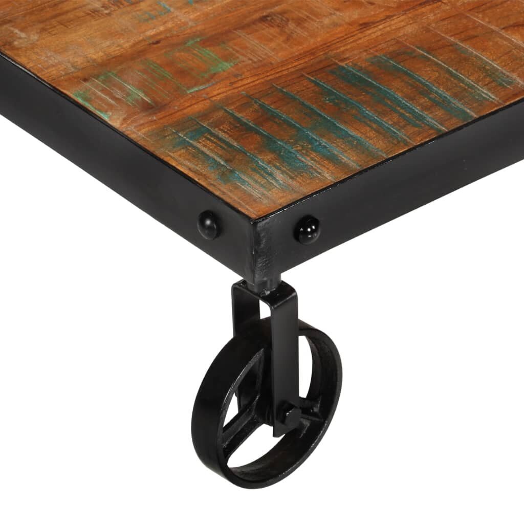 vidaXL Sohvapöytä pyörillä 100x60x26 cm kierrätetty täyspuu hinta ja tiedot | Sohvapöydät | hobbyhall.fi
