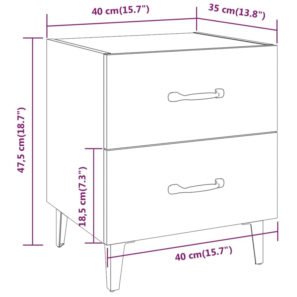 vidaXL Yöpöytä betoninharmaa 40x35x47,5 cm hinta ja tiedot | Yöpöydät | hobbyhall.fi