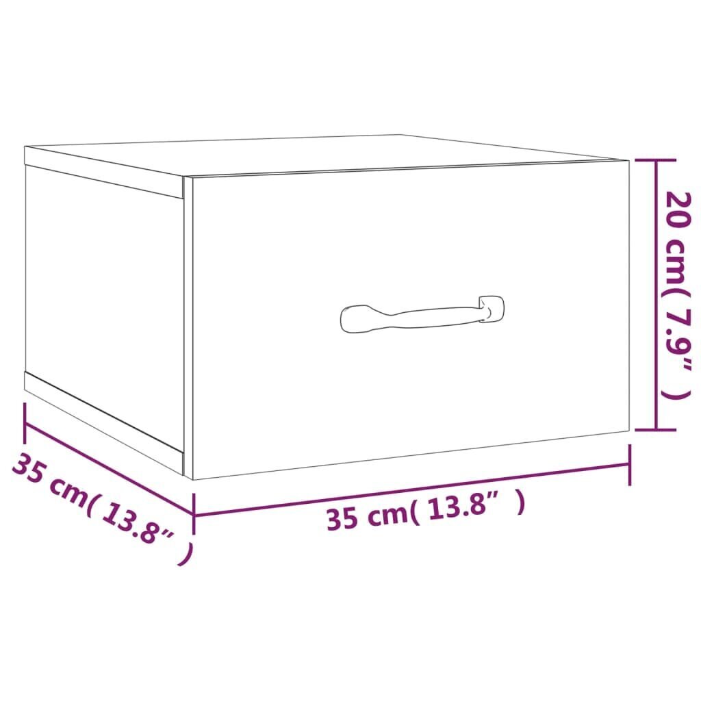 vidaXL Seinäkiinnitettävä yöpöytä harmaa Sonoma 35x35x20 cm hinta ja tiedot | Yöpöydät | hobbyhall.fi