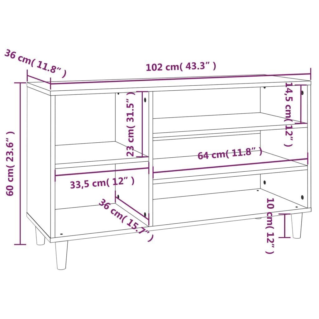 vidaXL Kenkäkaappi korkeakiilto valkoinen 102x36x60 cm tekninen puu hinta ja tiedot | Kenkäkaapit ja -hyllyt | hobbyhall.fi