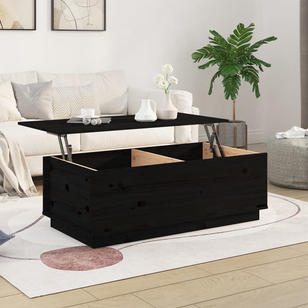 vidaXL Sohvapöytä musta 100x50x35 cm täysi mänty hinta ja tiedot | Sohvapöydät | hobbyhall.fi