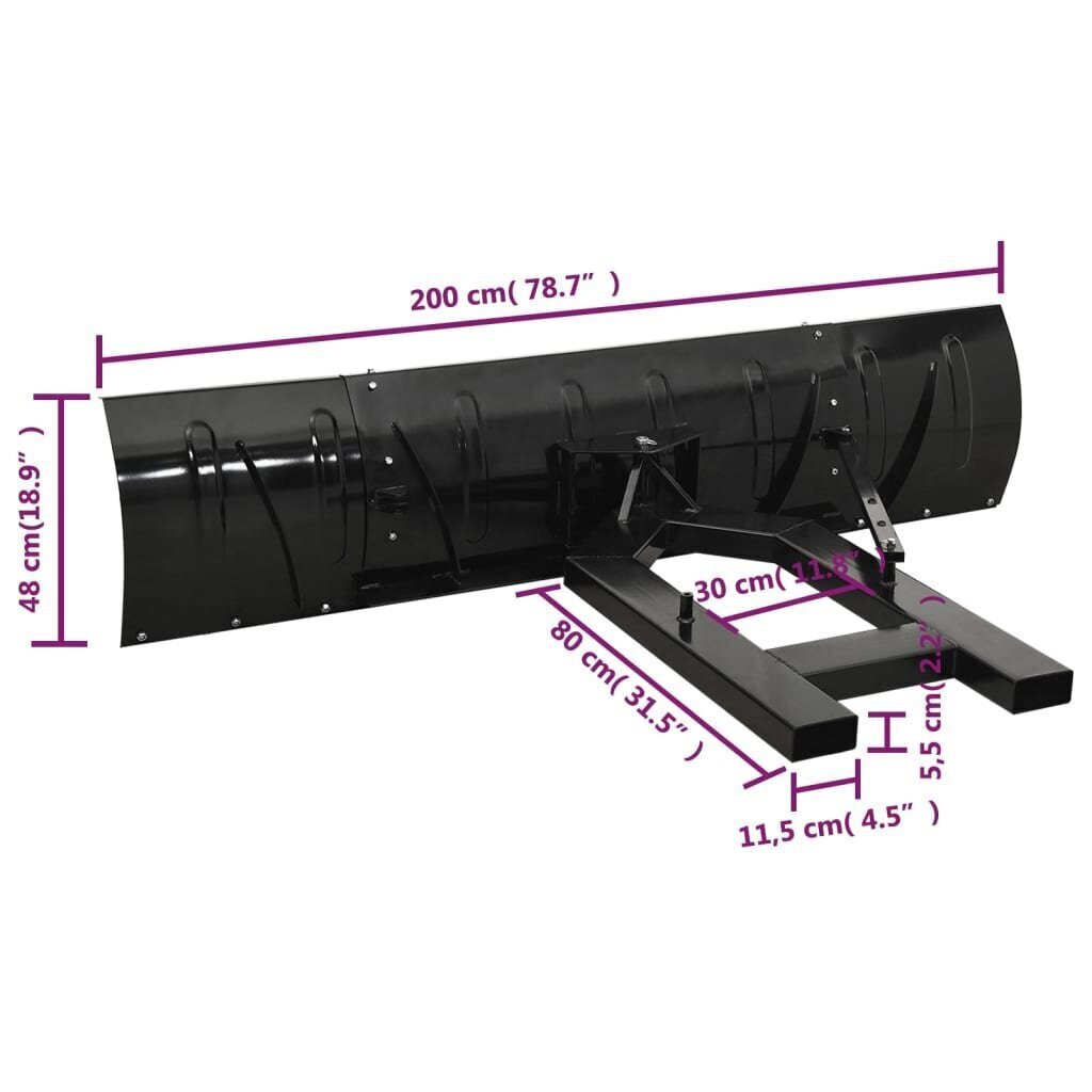 vidaXL Trukin lumiaura 200x48 cm musta hinta ja tiedot | Lumilingot | hobbyhall.fi