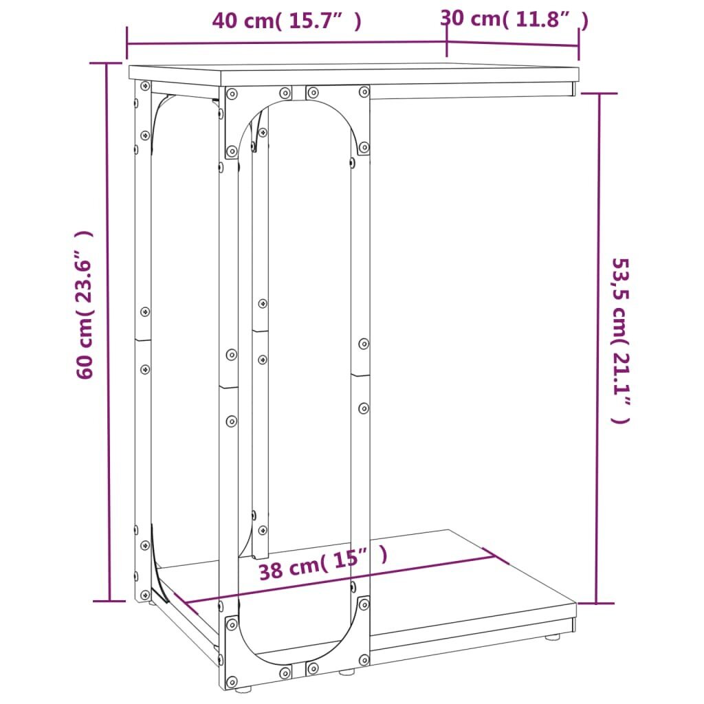 vidaXL Sivupöytä savutammi 40x30x60 cm tekninen puu hinta ja tiedot | Sohvapöydät | hobbyhall.fi