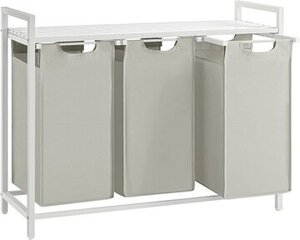 Valkoinen pyykkikori lajitteluun, hylly, 3x38L hinta ja tiedot | Kylpyhuoneen sisustus | hobbyhall.fi