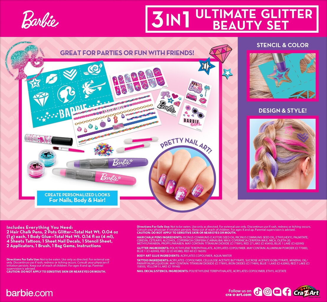 Kosmetiikkasetti Barbie Ultimate Glitter Beauty Style hinta ja tiedot | Lasten ja äitiysajan kosmetiikka | hobbyhall.fi