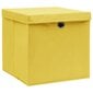 vidaXL Säilytyslaatikot kansilla 10 kpl 28x28x28 cm keltainen hinta ja tiedot | Säilytyslaatikot ja -korit | hobbyhall.fi