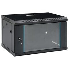 vidaXL 6U Seinäkiinnitettävä verkkolaitekaappi 19" IP20 600x450x375 mm hinta ja tiedot | Kassakaapit | hobbyhall.fi