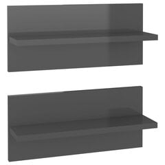 vidaXL Seinähyllyt 2 kpl korkeakiilto harmaa 40x11,5x18 cm hinta ja tiedot | Hyllyt | hobbyhall.fi