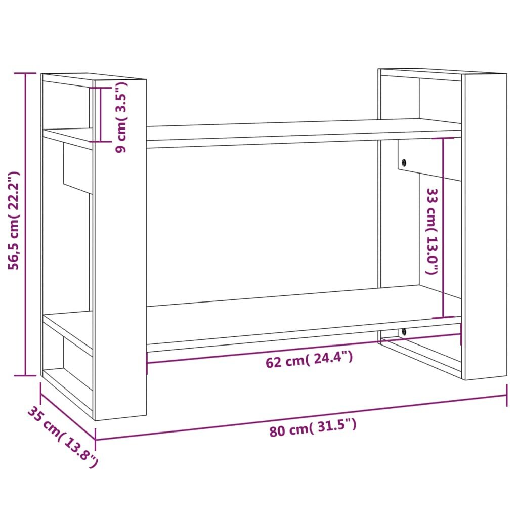 vidaXL Kirjahylly/tilanjakaja 80x35x56,5 cm täysi mänty hinta ja tiedot | Hyllyt | hobbyhall.fi