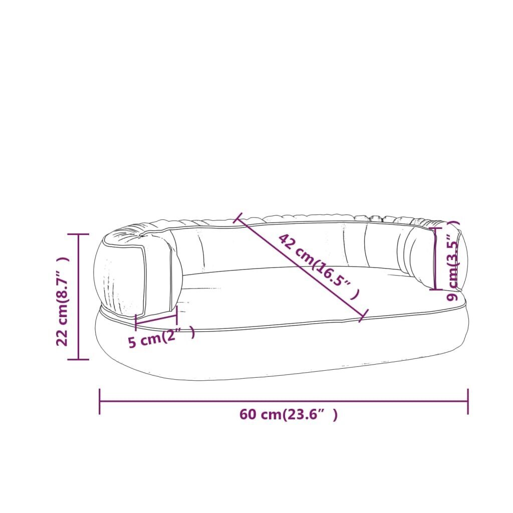 vidaXL Ergonominen vaahtomuovi koiransänky ruskea 60x42 cm keinonahka hinta ja tiedot | Pedit ja pesät | hobbyhall.fi