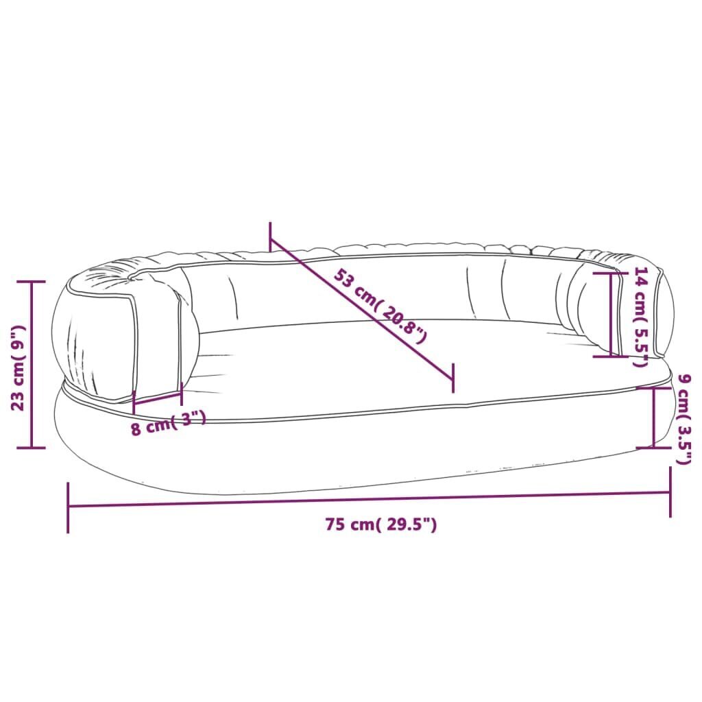 vidaXL Ergonominen vaahtomuovi koiransänky ruskea 75x53 cm keinonahka hinta ja tiedot | Pedit ja pesät | hobbyhall.fi