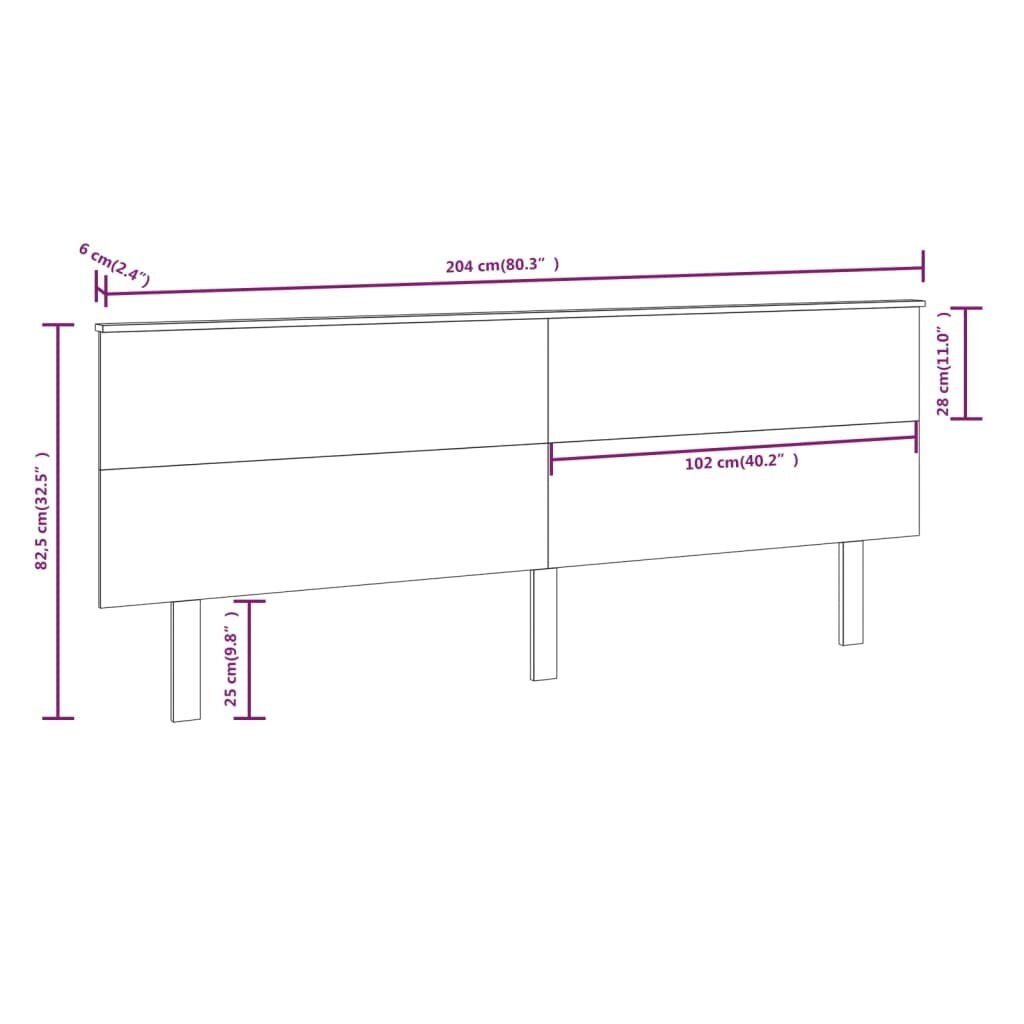 vidaXL Sängynpääty 204x6x82,5 cm täysi mänty hinta ja tiedot | Sängyt | hobbyhall.fi