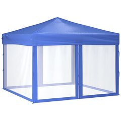 vidaXL Kokoontaittuva juhlateltta sivuseinillä sininen 3x3 m hinta ja tiedot | Puutarhapaviljongit | hobbyhall.fi