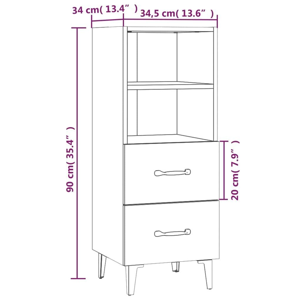 vidaXL Senkki korkeakiilto valkoinen 34,5x34x90 cm tekninen puu hinta ja tiedot | Olohuoneen kaapit ja lipastot | hobbyhall.fi