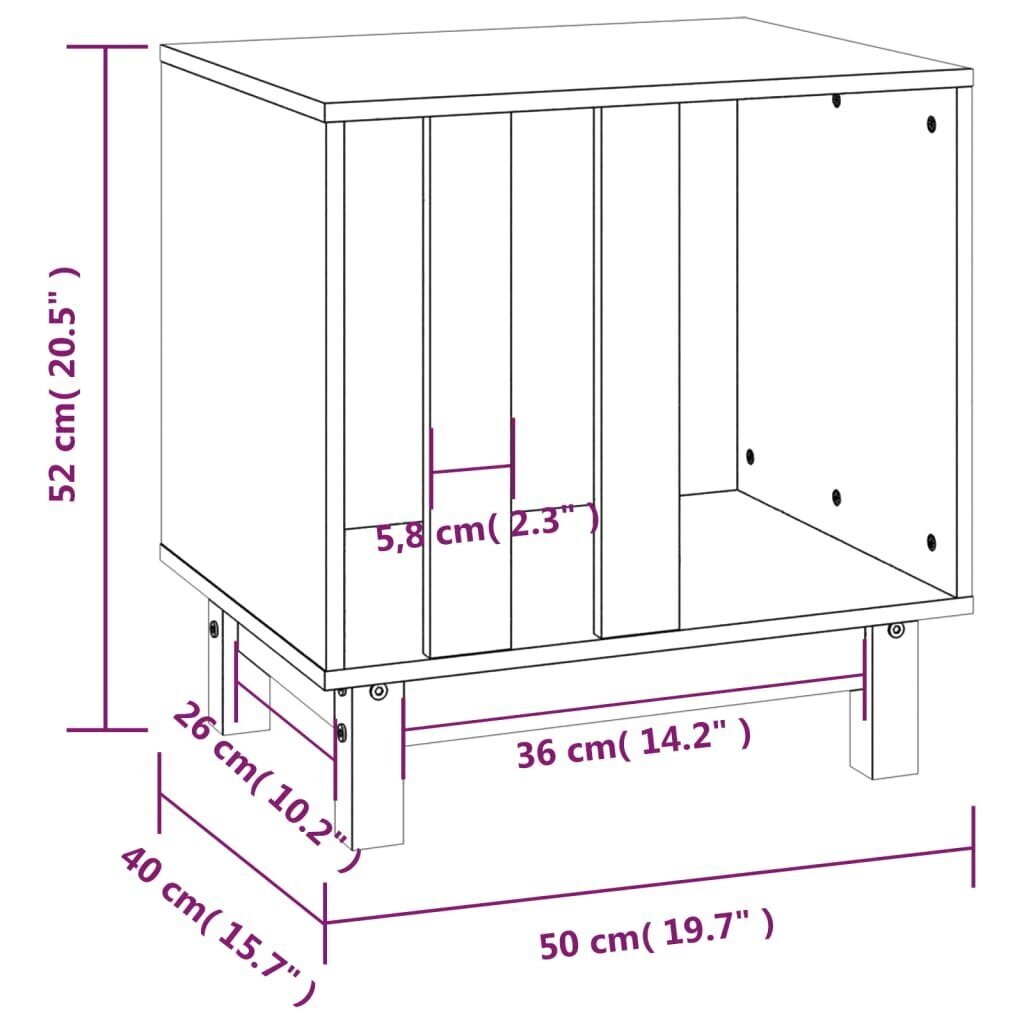 vidaXL Koirankoppi musta 60x45x57 cm täysi mänty hinta ja tiedot | Pedit ja pesät | hobbyhall.fi