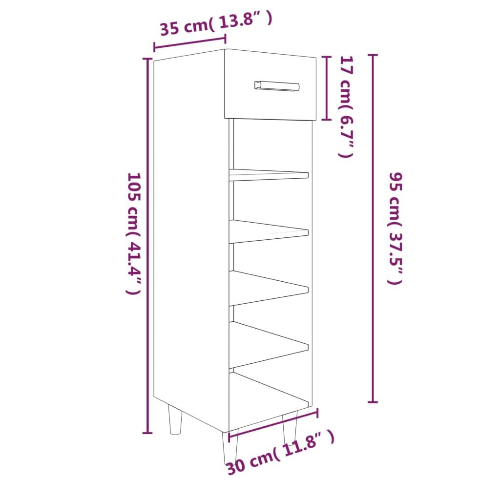 vidaXL Kenkäkaappi korkeakiilto valkoinen 30x35x105 cm tekninen puu hinta ja tiedot | Kenkäkaapit ja -hyllyt | hobbyhall.fi