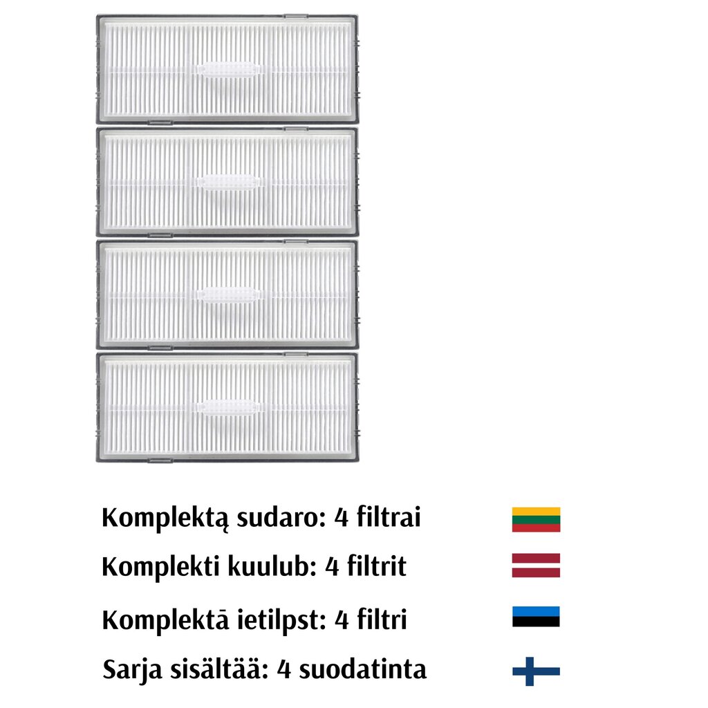 Suodatin Xiaomi Roborock S8 Pro Ultra / S8+ / S8 / S7 Max Ultra / S7 / S7+ / S7 MaxV / S7 MaxV Plus, 4 kpl (korvaava osa) hinta ja tiedot | Pölynimureiden lisätarvikkeet | hobbyhall.fi