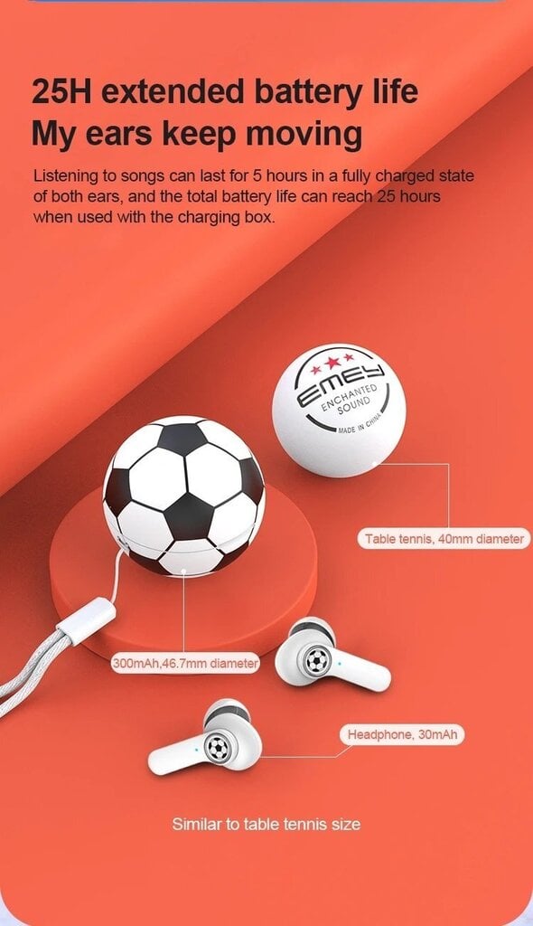 Football TWS in-ear BT5.1 langattomat kuulokkeet hinta ja tiedot | Kuulokkeet | hobbyhall.fi