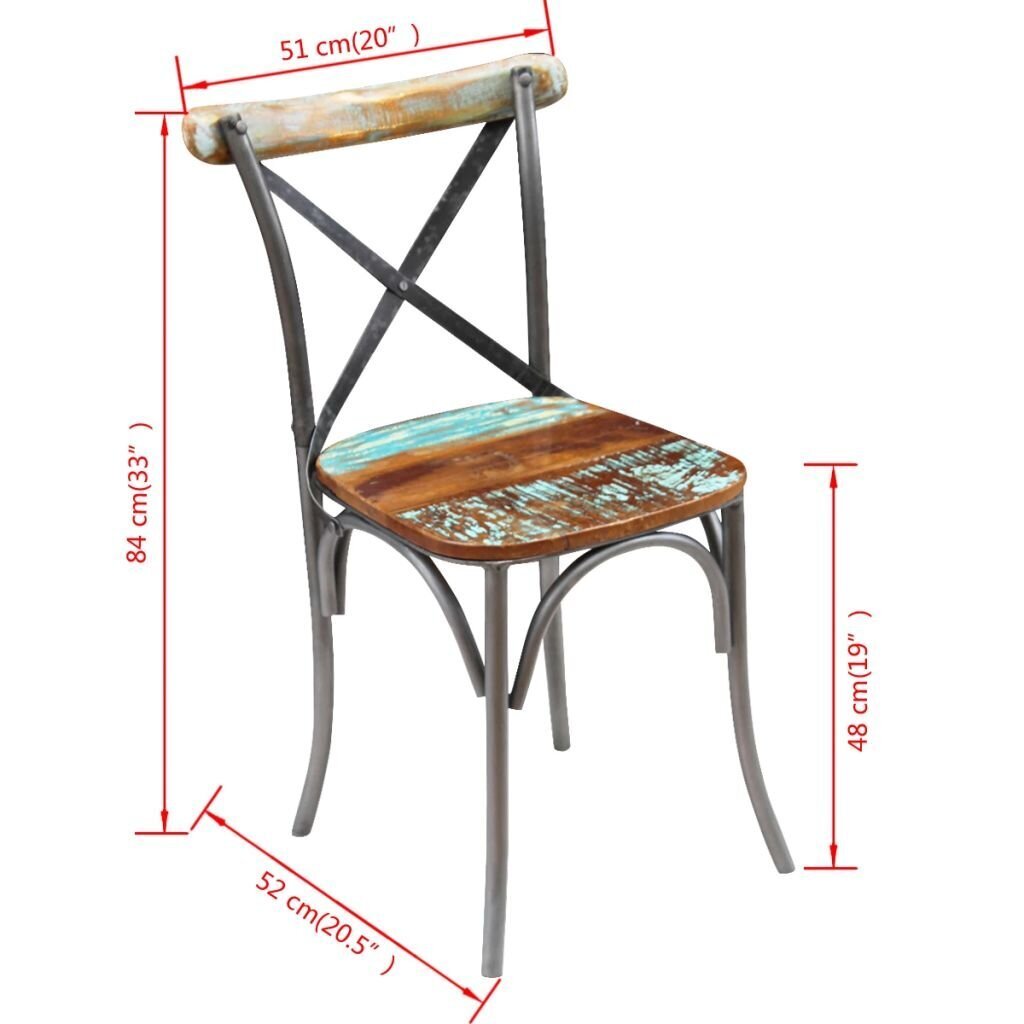 vidaXL Ruokapöydän tuolit 4 kpl täysi uusiokäytetty puu hinta ja tiedot | Ruokapöydän tuolit | hobbyhall.fi