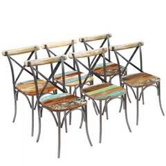 vidaXL Ruokapöydän tuolit 6 kpl täysi uusiokäytetty puu hinta ja tiedot | Ruokapöydän tuolit | hobbyhall.fi