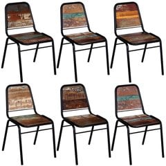 vidaXL Ruokapöydän tuolit 6 kpl täysi uusiokäytetty puu hinta ja tiedot | Ruokapöydän tuolit | hobbyhall.fi