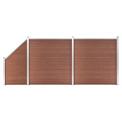 vidaXL Aitasarja 2 neliöpaneelia + 1 vinopaneeli WPC 446x186 cm ruskea hinta ja tiedot | Aidat ja tarvikkeet | hobbyhall.fi