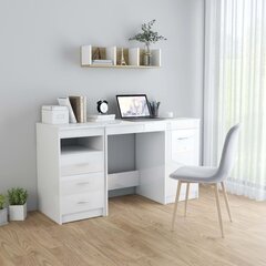 vidaXL Työpöytä korkeakiilto valkoinen 140x50x76 cm lastulevy hinta ja tiedot | Tietokonepöydät ja työpöydät | hobbyhall.fi