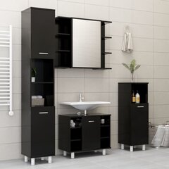 vidaXL 4-osainen kylpyhuonekalustesarja musta lastulevy hinta ja tiedot | Kylpyhuonekalusteet | hobbyhall.fi