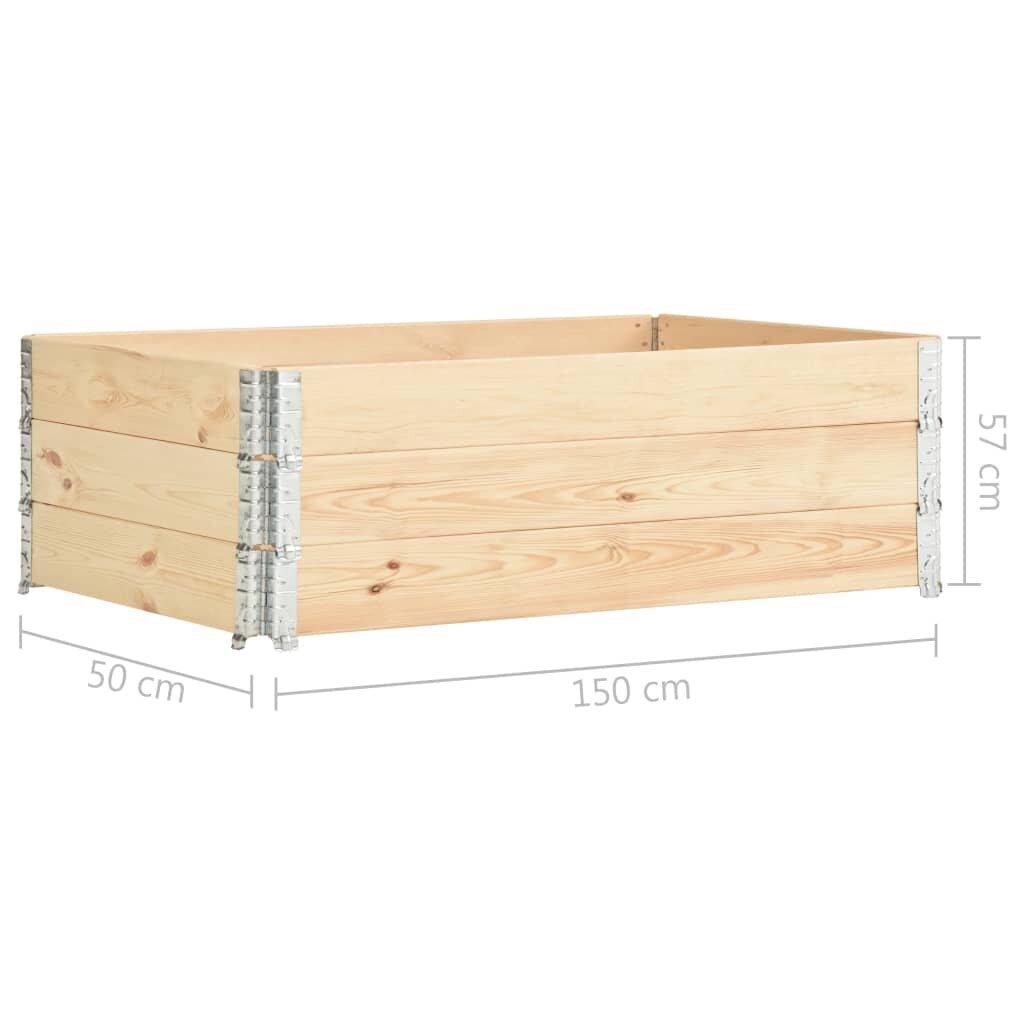 vidaXL Korotetut kukkalaatikot 3 kpl 50x150 cm täysi mänty hinta ja tiedot | Kukkalaatikot | hobbyhall.fi